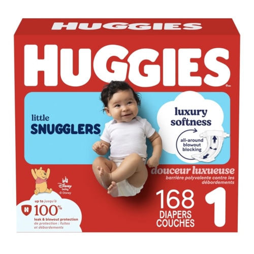 HUGGIES Little Snugglers Baby Diapers, Size 1, 168 Ct