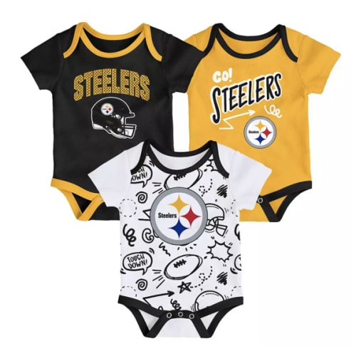NFL Team Apparel Infant Pittsburgh Steelers Black Newborn All Day Play 3-Pack Creeper Set | Dick's Sporting Goods