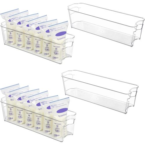 Vtopmart 4Pcs Clear Breastmilk Storage Bags Container in Freezer Fridge