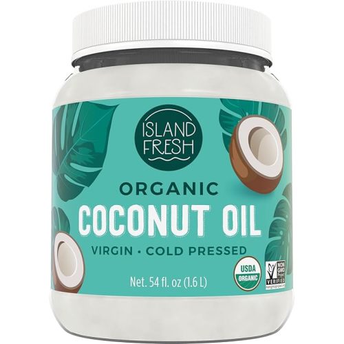 Island Fresh Organic Coconut Oil, Extra Virgin, Cold-Pressed, 54 fl oz – USDA Organic, Non-GMO for Cooking, Baking, Hair and Skin