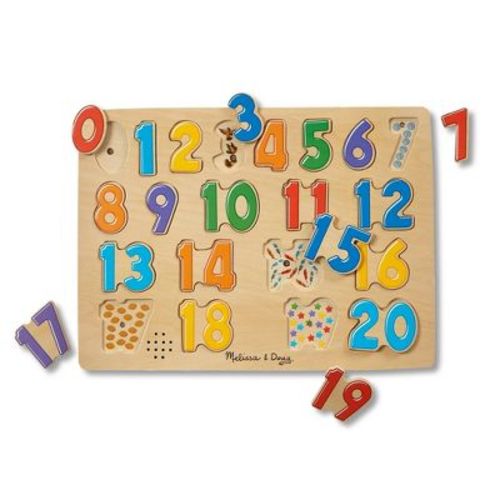 Melissa & Doug Numbers Sound Puzzle - Wooden Counting Puzzle With Light-Activated Sound Effects - 21pc