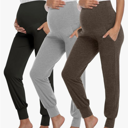 AMPOSH Women's Maternity Pants Stretchy Lounge Workout Sweatpants Casual Loose Comfy Pregnancy Joggers with Pockets