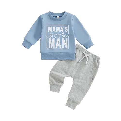 Loicainy Baby Toddler Boy Spring Fall Clothes Set 3 6 12 18 24 Months 2T 3T Letter Print Long Sleeve Sweatshirt and Elastic Pants 2 Piece Outfits