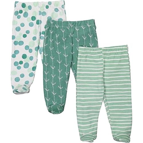Spasilk Baby Boys' 3 Pack Cotton Pull on Footed Pants