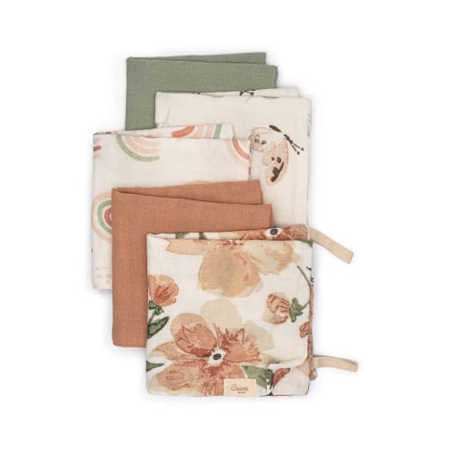 Parker 5-Pack Assorted Cotton Muslin Washcloths