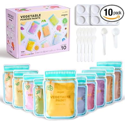 Jar Melo Washable Finger Paints Powder for Babies, 10 Colors