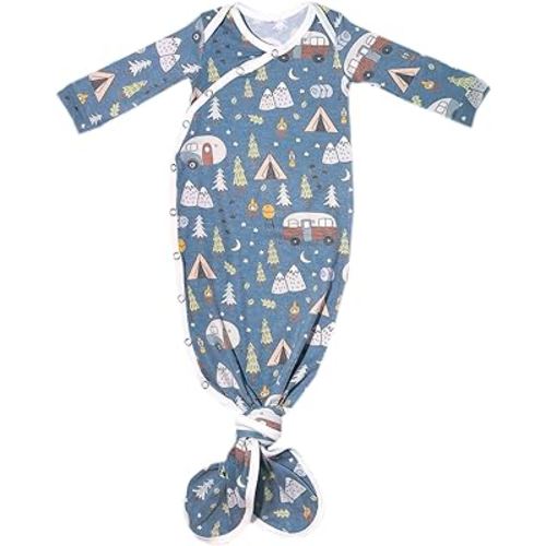 Copper Pearl Baby Gown - Knotted Newborn Sleepers for Baby Boy and Girl, Soft Stretchy Long Sleeve Infant Gowns with Bottom Tie and Hand Mittens, Perfect Hospital Coming Home Outfit (Bridger)