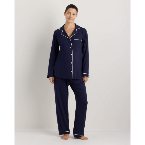 Bamboo Jersey Maternity Long Sleeve Pajama Set (Deep Navy)