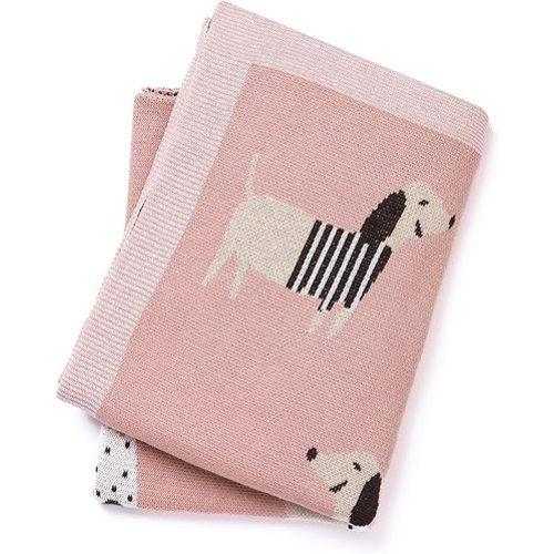 Baby Blanket 100% Cotton Dachshund Puppy Dog Soft Knit Receiving Swaddle Blankets for Newborns Boy Girl Pink 40x30in