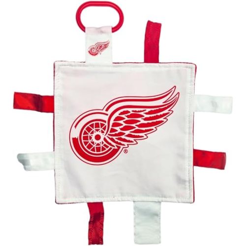 The Learning Lovey Detroit Redwings Baby Tag Toy - NHL Hockey Baby Sensory Crinkle Toys - Soft & Safe - Ideal Baby Stroller Toy - BPA Free w/Stroller Clip (8" x 8" Tag Toy)…