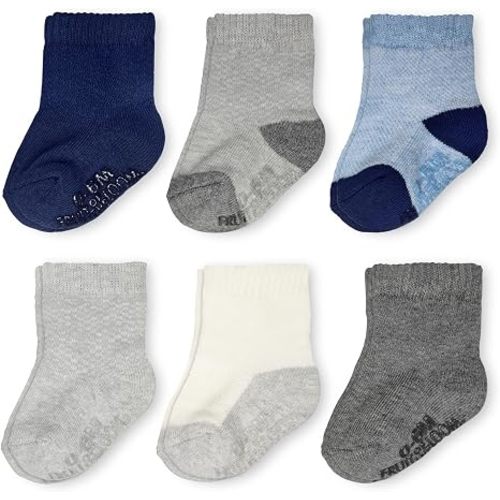Fruit of the Loom All Weather Baby & Toddler Socks - Cotton Crew Socks with Grips for Boys, Girls and Unisex