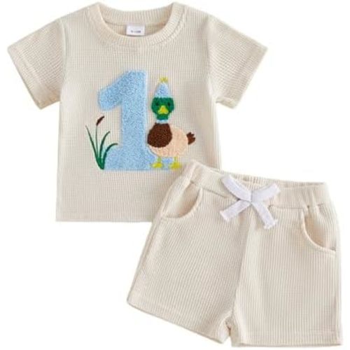 Bagilaanoe First/Second/Third Birthday Baby Boy Outfit Mallard Duck Short Sleeve T-Shirt Shorts Set Birthday Clothes Summer