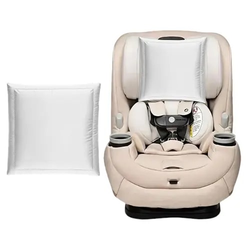 PROMEED Natural Silk Carseat Headrest Cover for Baby Hair Protection - 100% Mulberry Silk Car Seat Head Cover to Prevent Hair Loss and Bald Spot, Safe & Washable Car Seat Accessories (White)