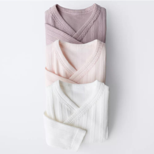THREE-PACK OF LONG SLEEVE BODYSUITS WITH KIMONO COLLAR - Pink | ZARA United States