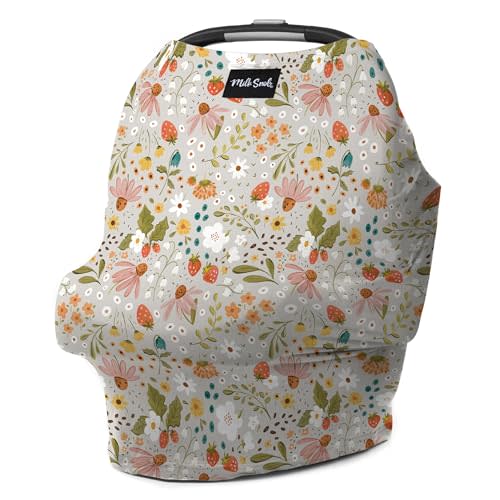 Milk Snob Original 5-in-1 Cover - Nursing Cover for Breastfeeding - Baby Carseat Canopy & Stroller - Essential All-in-One Design - Gift for Mom, Baby (Strawberry Fields)