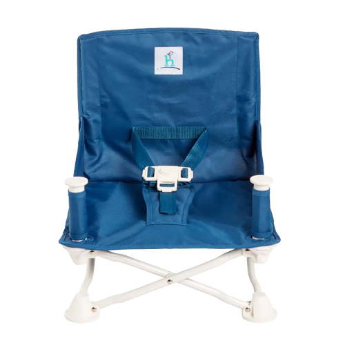 Hiccapop OmniBoost Travel Booster Chair with Tray, Folding Portable Booster Seat for Dining Table, Camping, Beach, Grandma’s, Tip-Free Design, Blue