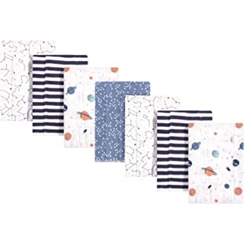 Hudson Baby Unisex Baby Cotton Flannel Burp Cloths, Space, One Size