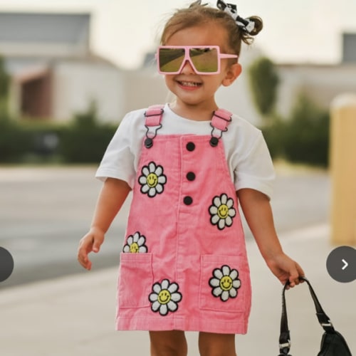 Little Bloomer Pink Corduroy Dress