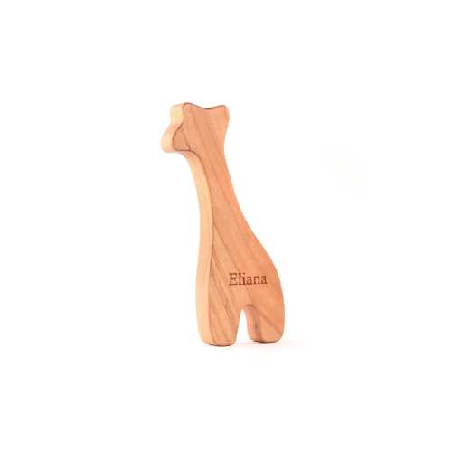 Giraffe Baby Rattle – Natural Wood Teething Toy, Organic Finish