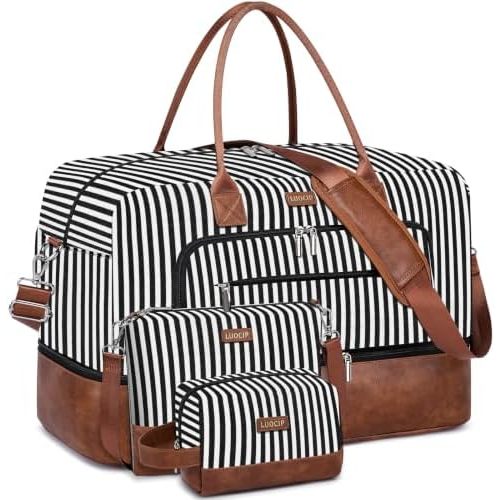 Large Women Travel Weekender Bag: Carry on Duffle with Shoe Compartment
