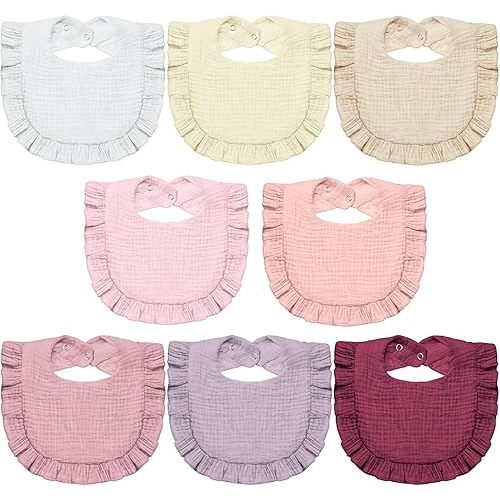 Lictin 8-Pack Muslin Baby Bibs - Bandana Drooling and Teething Bibs, Unisex Cotton