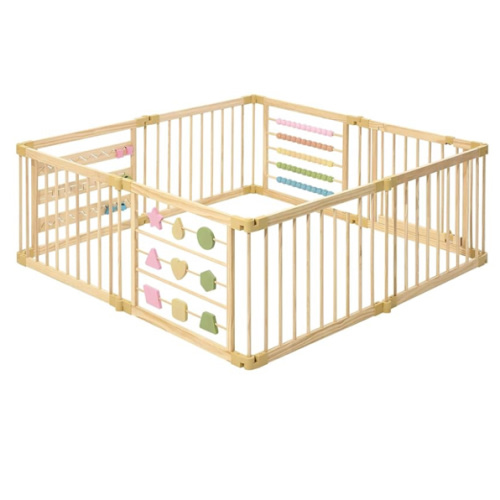 Wooden Playpen Extra Large for Toddlers and Babies - Foldable, Expandable, Adjustable - 8-10 Panels - Natural Wood - Unisex - Playpen