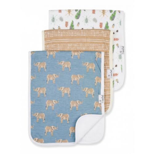Copper Pearl Premium Baby Burp Cloths - 3-Pack Large Cotton Burp Cloths, Extra Soft Spit Up Rags with 3 Absorbent Layers, Perfect for Baby Boy and Baby Girl Gifts (21" x 10" Size, Peanut Set)