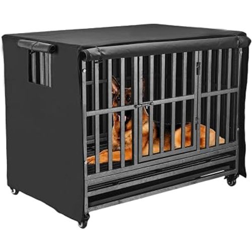 38 inch Heavy Duty Dog Crate Covers Durable 600D Polyester Insulated Dog Kennel Cover Soundproof Windproof Rainproof Shading Fit for Wire Dog Cage Covers with Breathable Side Window ( ONLY COVER)