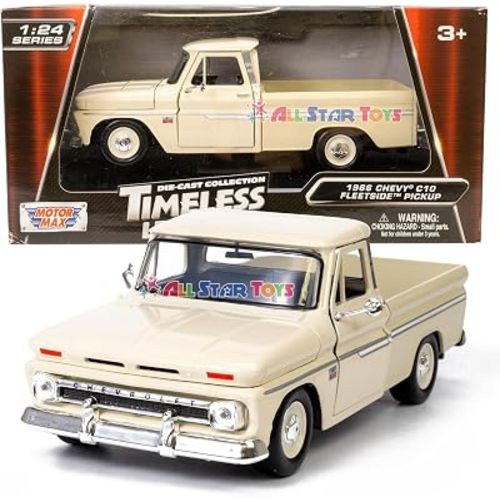 New Motormax - 1966 Chevy C10 Fleetside Pickup Cream 1:24 - 73355AC ,#G14E6GE4R-GE 4-TEW6W239922