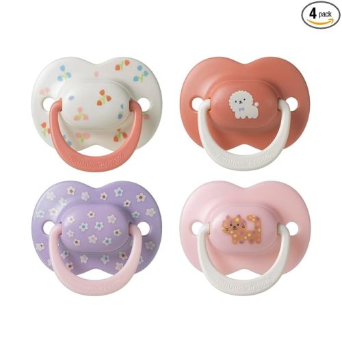 Tommee Tippee Ultimate Fit Pacifiers, 6-18 Months, Extra Air Holes, Symmetrical Nipple and Shield, 100% BPA Free Silicone, Dishwasher and Sterilizer Safe, Pink and Orange, Pack of 4