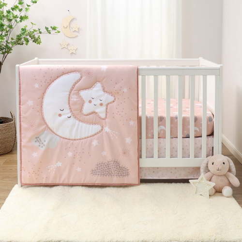 The Peanutshell Crib Bedding Set for Baby Girls, New Moon, 3 Piece