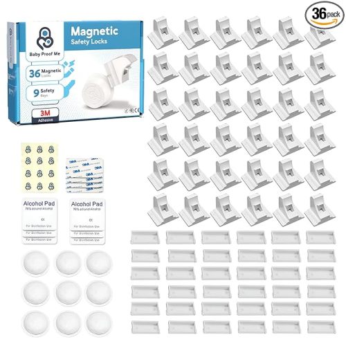 Baby Proof Me 36-Pack Magnetic Cabinet Locks, Baby Proofing Child Safety Locks with 9 Keys, No-Drill 3M Adhesive for Cabinets & Drawers