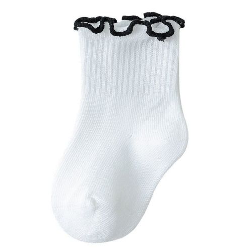 MyKids-USA Baby Kids Girls Solid Color Comfortable Ruffle Fringe Crew Socks