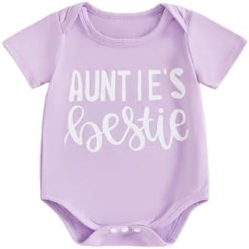 SAYOO Baby Girl Boy Bodysuit Romper Gender Neutral Unisex Funny Aunties Bestie Letter Clothes Casual One-Piece Bodysuit