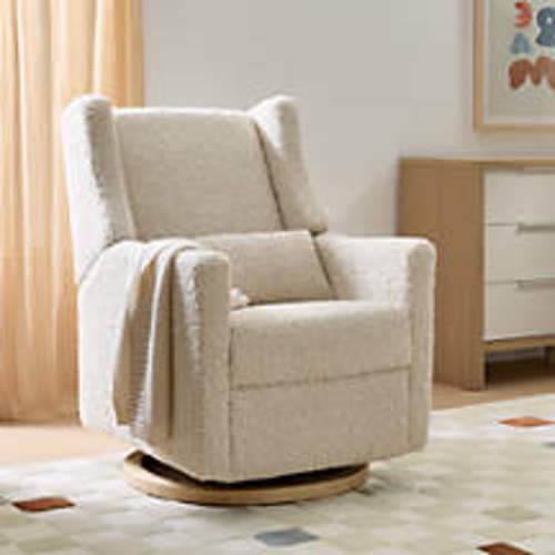 Babyletto Kiwi Ivory Boucle Nursery Power Glider Recliner Chair with Gold Base