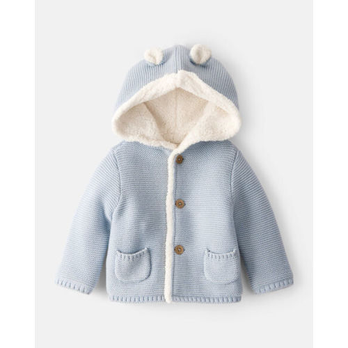 Baby Boy Sherpa Lined Cotton Long-Sleeve Jacket - Blue - Carter's | Carter's