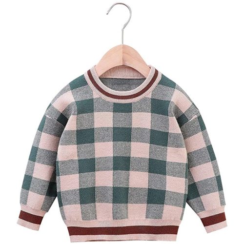 Kids Toddler Baby Boy Long Sleeve Plaid Sweater Pullover Christmas Sweater Tops Clothes - Green - 1T