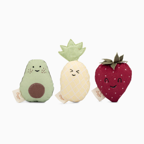 Crane Baby Soft Plush Rattle Set (3 Pack) - Clementine Fruits & Veggies