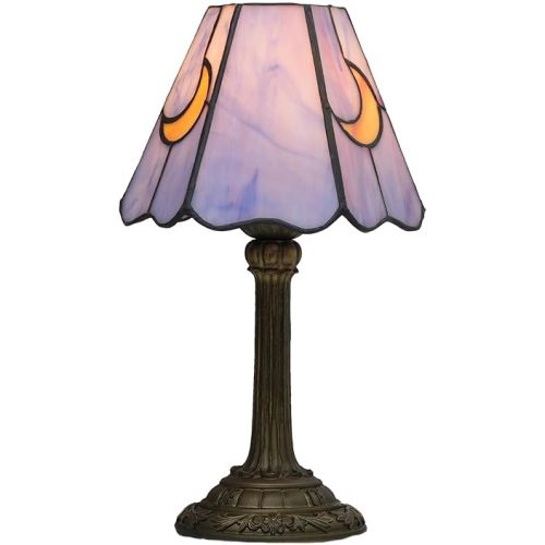 Tiffany Lamp Stained Glass lamp Small Bedside Table Lamps for Living Room Bedroom Dorm Kitchen Home Decor Festival Birthday Gift,Purple Moon