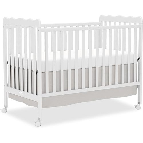 4 in 1 Convertible Baby Crib, Wooden Nursery Cribs Converts into Toddler Bed and Daybed, 3 Adjustable Base, Non-Toxic Finishes, Removable Wheels (White)