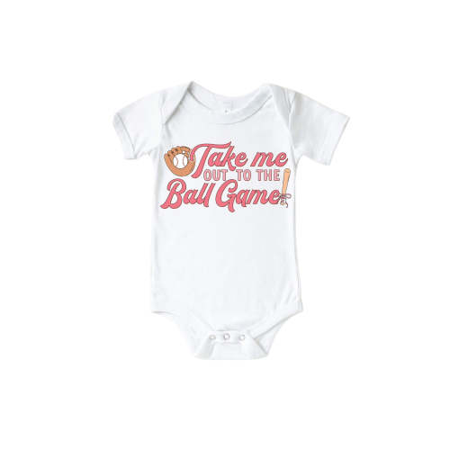 Take Me Out Pink Graphic Bodysuit & Kids Tee | White
