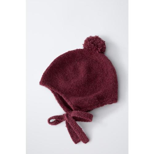 KNIT POMPOM BONNET - Raspberry | ZARA United States