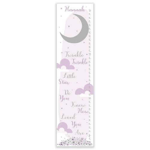 Lavender Twinkle Star Canvas Growth Chart: Nursery Decor