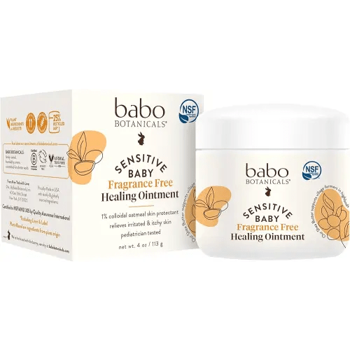 Babo Botanicals Sensitive Baby Fragrance-Free All Natural Healing Ointment - 99% Organic & 1% Colloidal Oat - Steroid-Free - NSF Certified - for Eczema, Irritated/Itchy Skin - Face, Body, Diaper Area