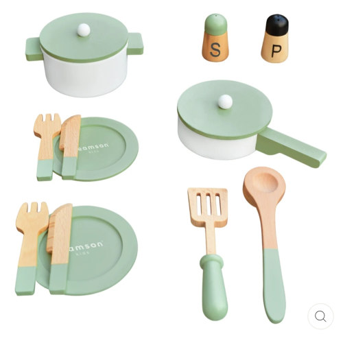 F&F Little Chef Frankfurt Cookware Play Kitchen Accessories, Green – US - Teamson Kids