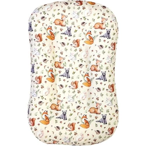 Baby Lounger Cover, Newborn Lounger Cover Woodland Animals, Ultra Soft Comfortable Removable Infant Lounger Slipcover for Boy and Girl