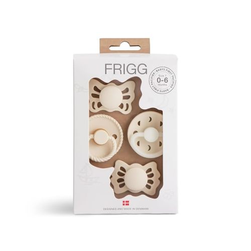 FRIGG Baby's First Pacifier​ Set | Floral Heart 4-Pack | Made in Denmark | BPA-Free (Blush, 0-6 Months)