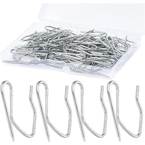 1.2 Inches Curtain Hooks, Sopito 58pcs Metal Drapery Pin and Hook for Door Window Shower Curtain, Silver White