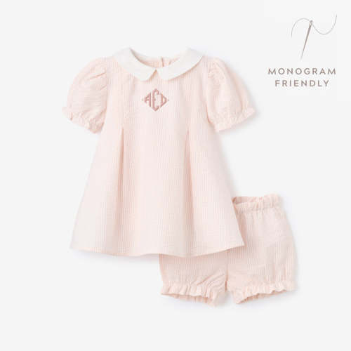Pink Seersucker Collared Dress PINK / 18-24M