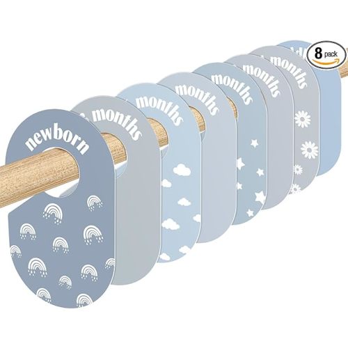WSICSE 8 Pack Baby Closet Dividers, Nursery Organizer for Baby Clothes 0-24 Months Baby Clothes Organizer for Newborn Clothing, Infant, Boy & Girl (Blue)
